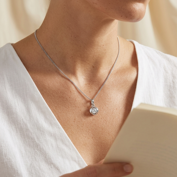 Sterling Silver Pendant Enclosed  With A 1 Carat Cubic Zirconia - JOOLS By Jenny Brown