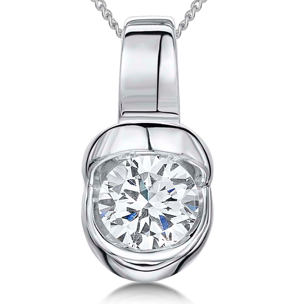 Sterling Silver Rub Set  Pendant With A Single Zirconia Stone - JOOLS By Jenny Brown