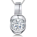 Load image into Gallery viewer, Sterling Silver Rub Set  Pendant With A Single Zirconia Stone - JOOLS By Jenny Brown
