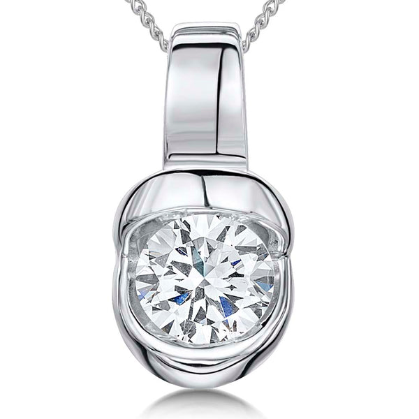 Sterling Silver Rub Set  Pendant With A Single Zirconia Stone - JOOLS By Jenny Brown