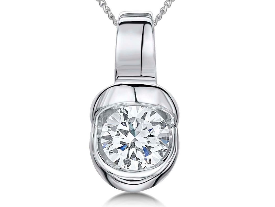 Sterling Silver Rub Set  Pendant With A Single Zirconia Stone - JOOLS By Jenny Brown