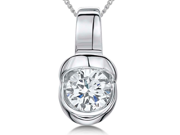 Sterling Silver Rub Set  Pendant With A Single Zirconia Stone - JOOLS By Jenny Brown