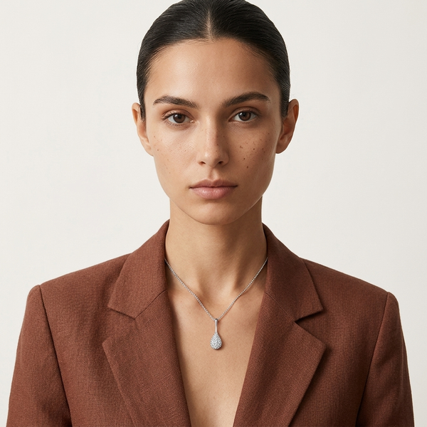 Sterling Silver Pave Teardrop Pendant - JOOLS By Jenny Brown