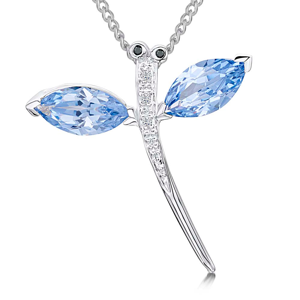Sterling Silver Cubic Zirconia Dragonfly Pendant