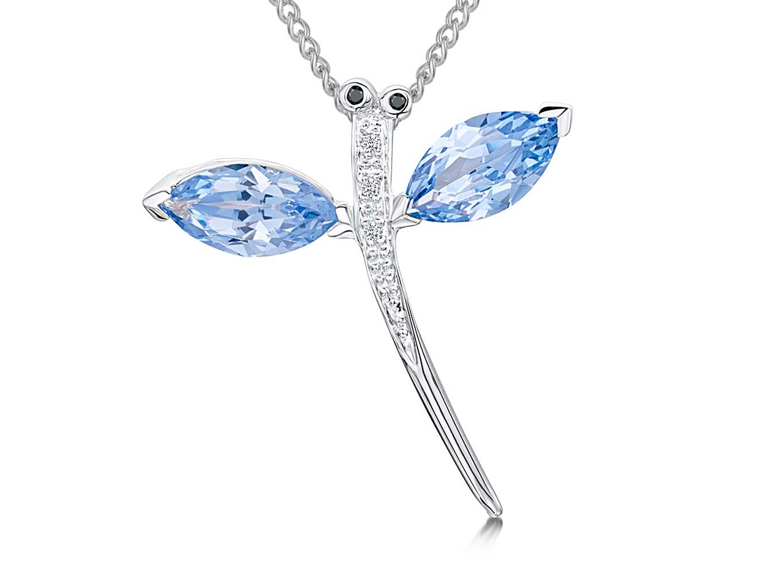 Sterling Silver Cubic Zirconia Dragonfly Pendant