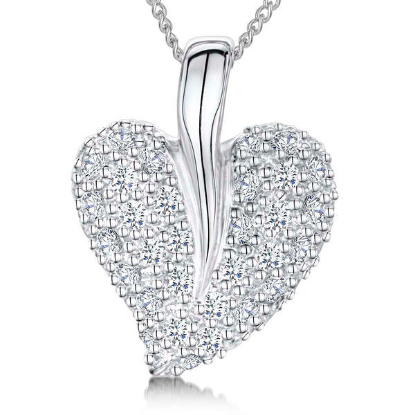Sterling Silver  Pave Heart Pendant