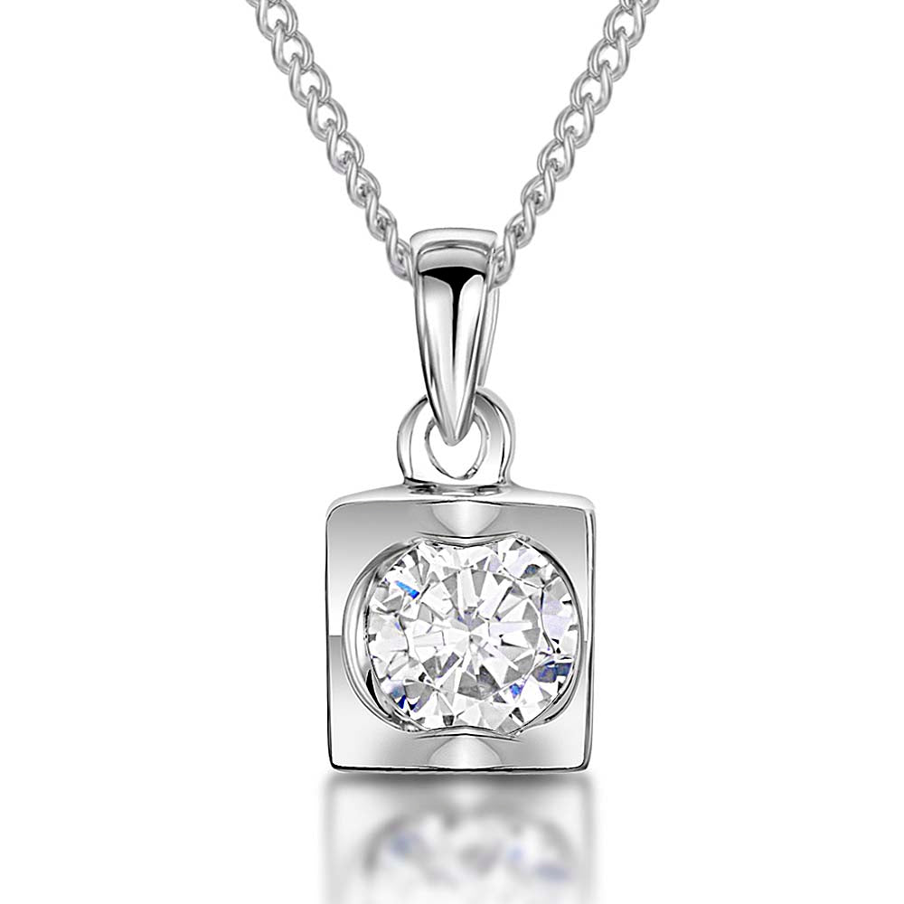 Sterling Silver Cubic Zirconia Cube Pendant