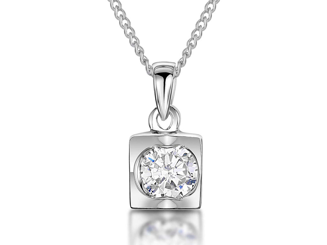 Sterling Silver Cubic Zirconia Cube Pendant