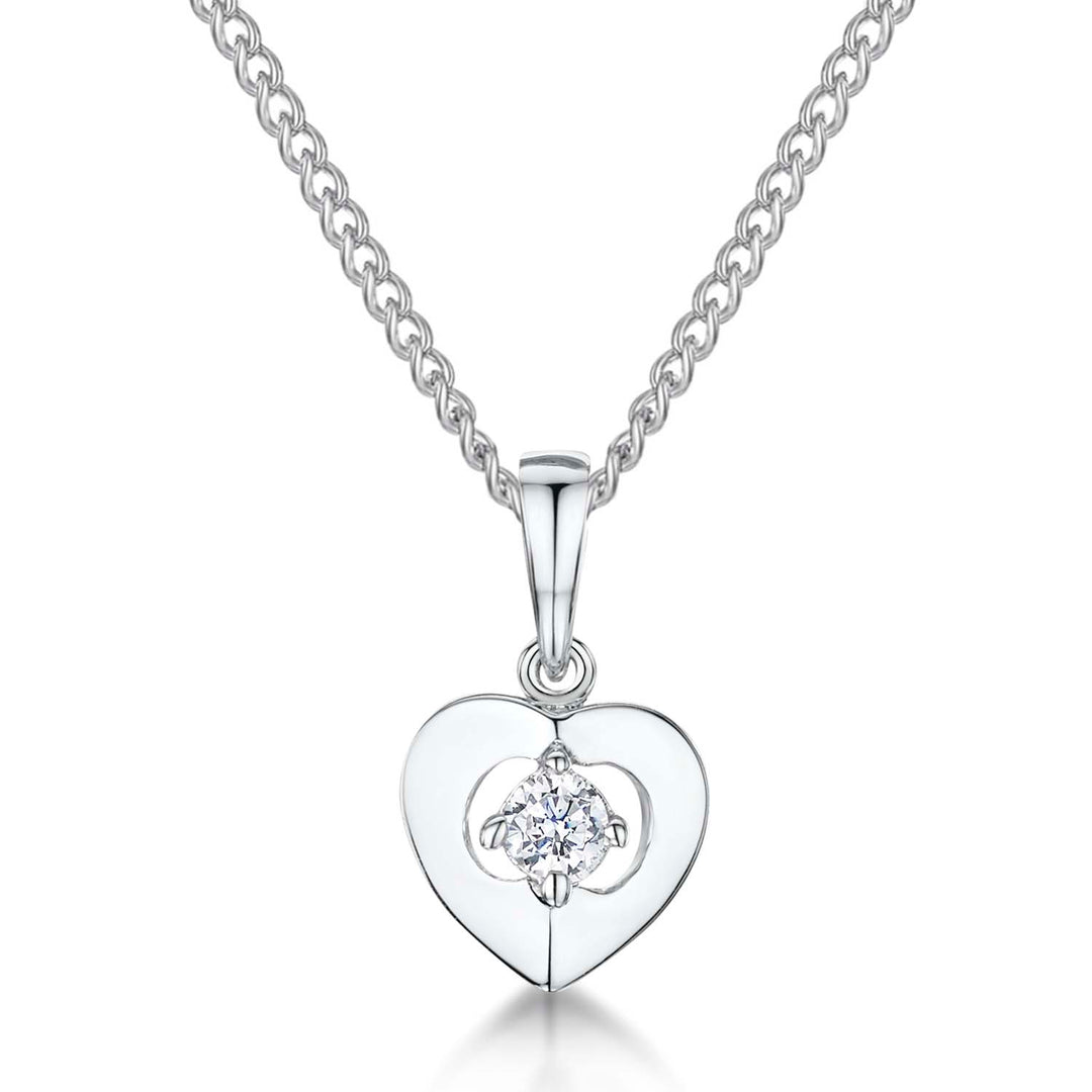 Sterling Silver Stone Centre Heart Pendant