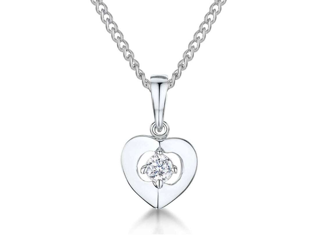 Sterling Silver Stone Centre Heart Pendant