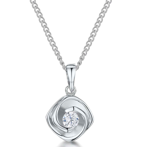 Sterling Silver Outer Swirl Solitaire Pendant