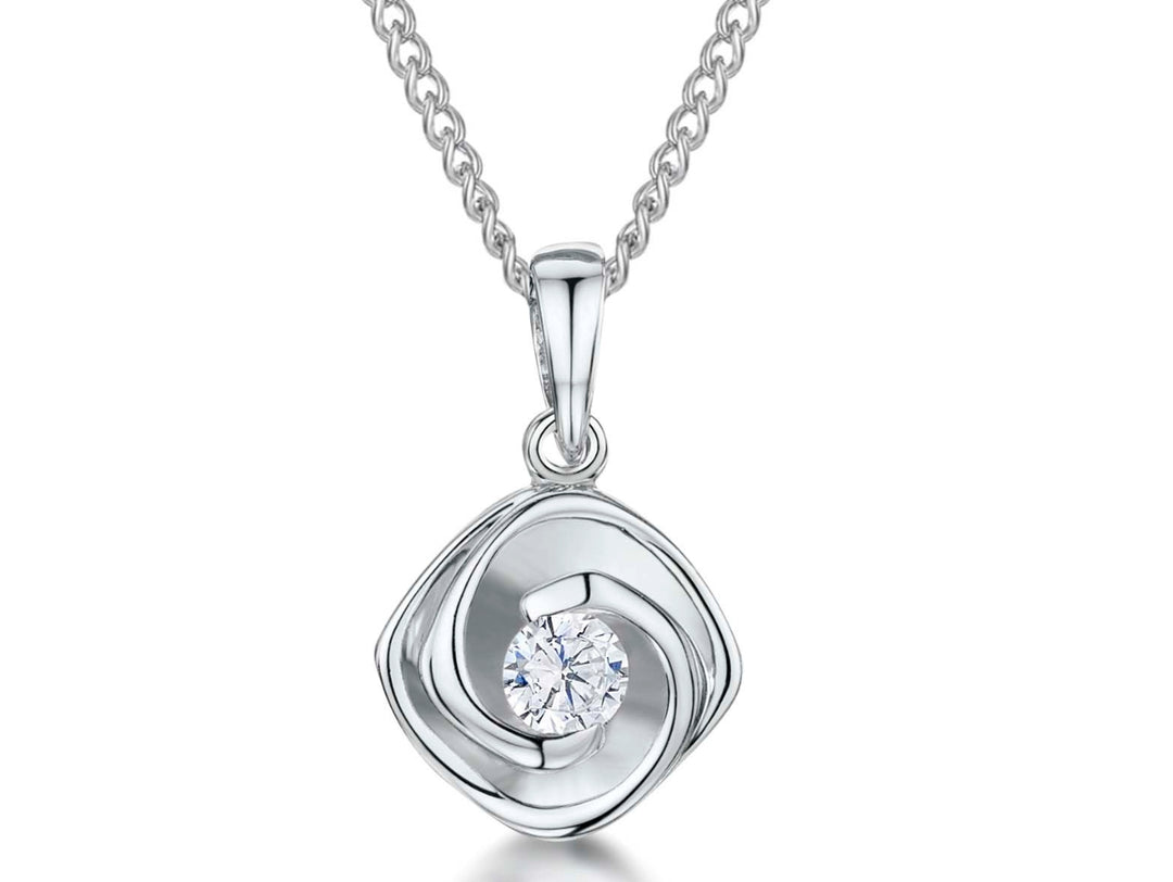 Sterling Silver Outer Swirl Solitaire Pendant