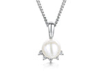 Load image into Gallery viewer, Sterling Silver  Pearl Necklace With Cubic Zirconia Tips
