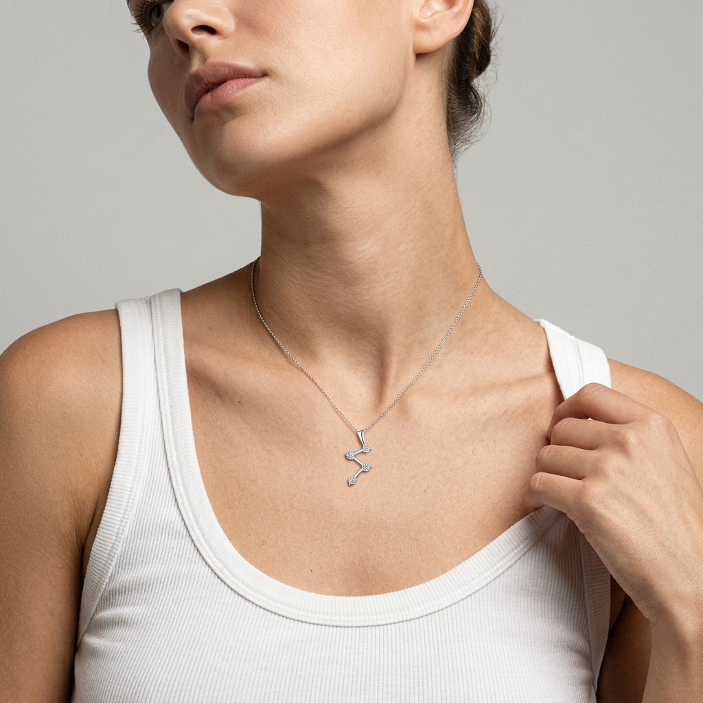 Sterling Silver Zig Zag Pendant Set With Cubic Zirconias