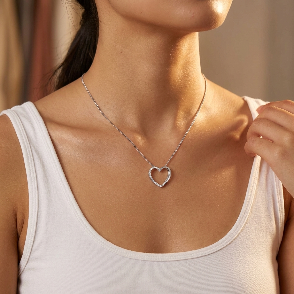 Sterling Silver Double Open Heart Pendant - JOOLS By Jenny Brown