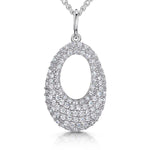 Load image into Gallery viewer, Sterling Silver Pave Cubic Zirconia Oval Pendant

