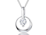 Load image into Gallery viewer, Sterling Silver Circle Pendant With Floating Cubic Zirconia
