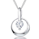 Load image into Gallery viewer, Sterling Silver Circle Pendant With Floating Cubic Zirconia
