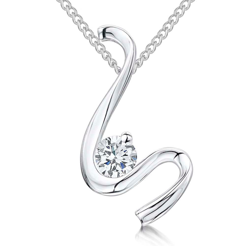 Sterling Silver S Shape Wave Pendant