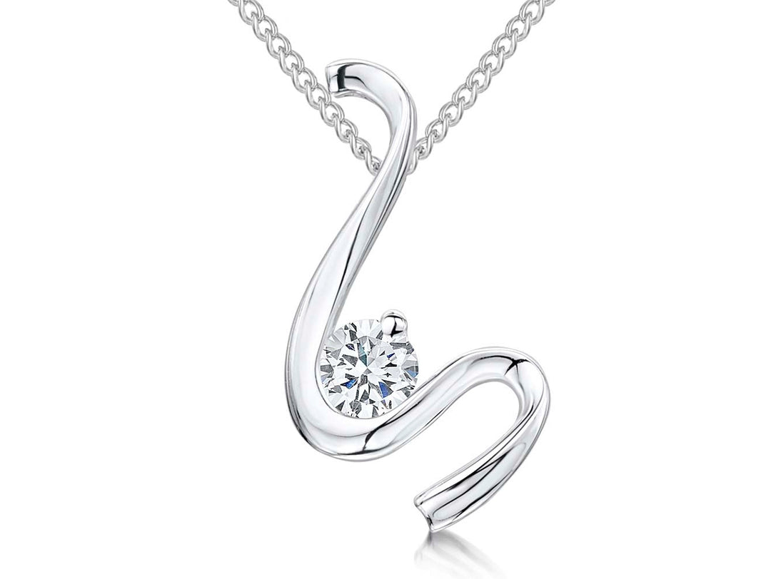 Sterling Silver S Shape Wave Pendant