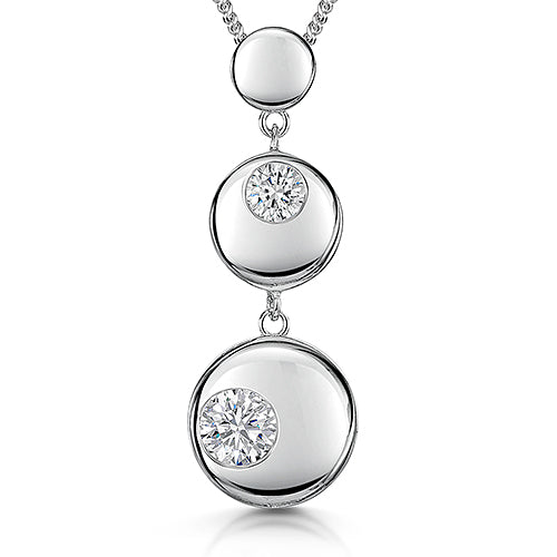 Sterling Silver Bubbly Circles Pendant With  Cubic Zirconia's