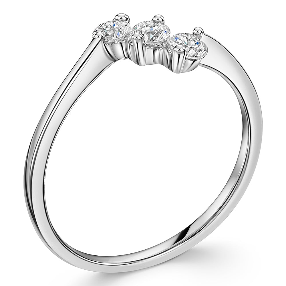 Sterling Silver Ring With A Row of 3 Cubic Zirconias-JOOLS by Jenny Brown