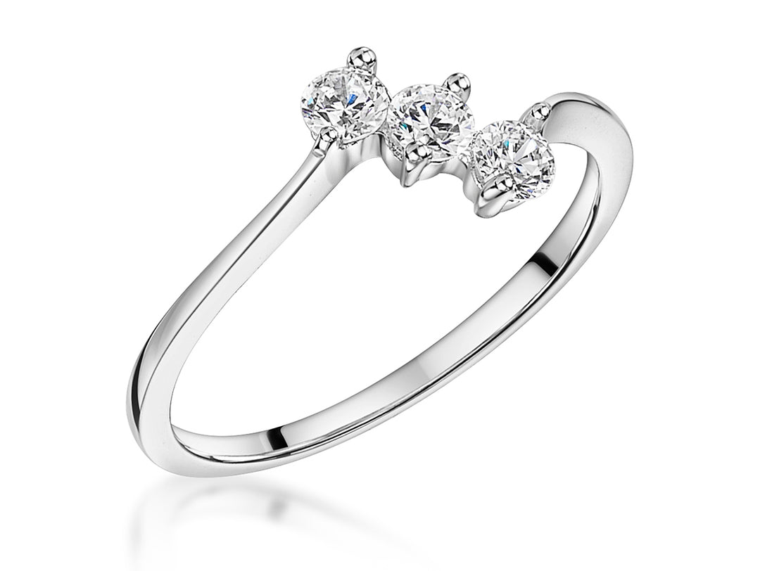 Sterling Silver Ring With A Row of 3 Cubic Zirconias-JOOLS by Jenny Brown