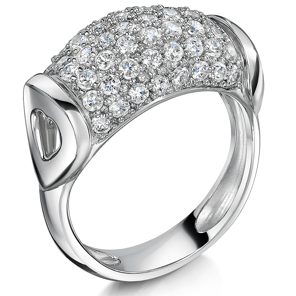 Sterling Silver Ring With Pave Set Dome