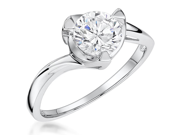 Sterling Silver Twisted Set Solitaire Ring-JOOLS by Jenny Brown