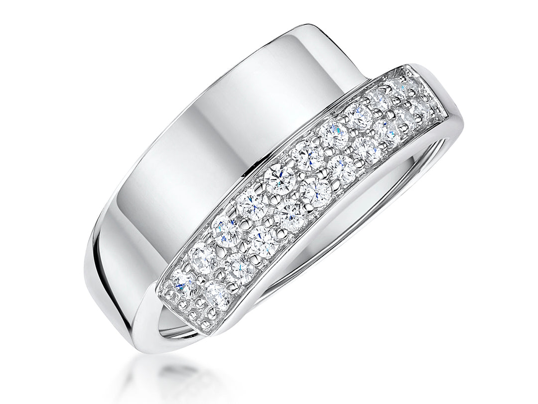 Sterling Silver Half Polished Ring