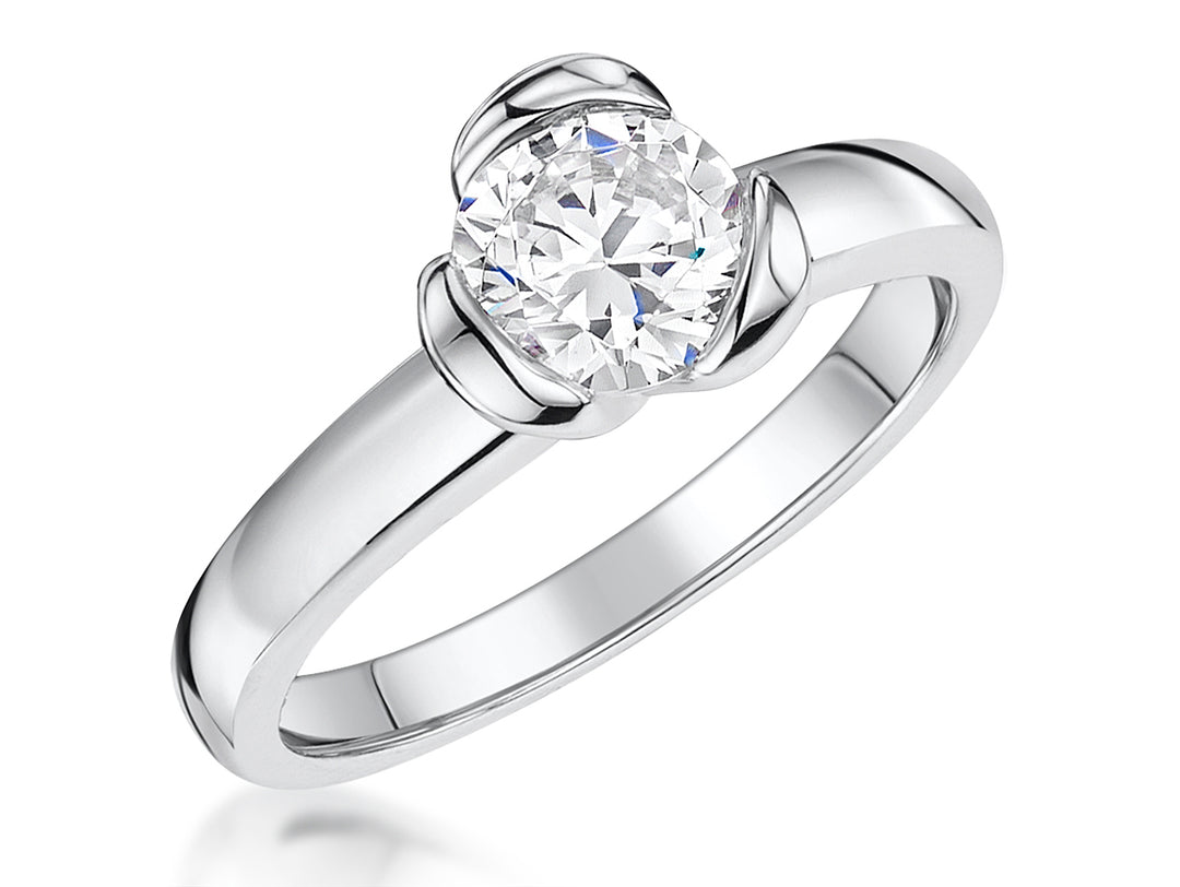 Sterling Silver Open Set Cubic Zirconia Solitaire Ring