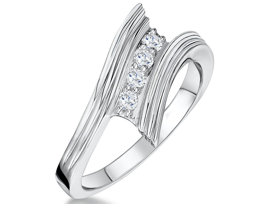 Sterling Silver Ring With Four Cubic Zirconia Stones