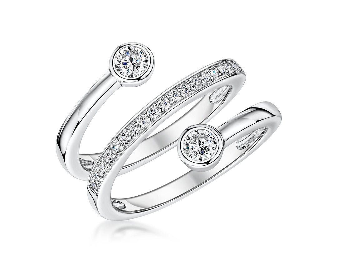 Sterling Silver Open Band  Ring With Rub Set Stones-JOOLS by Jenny Brown