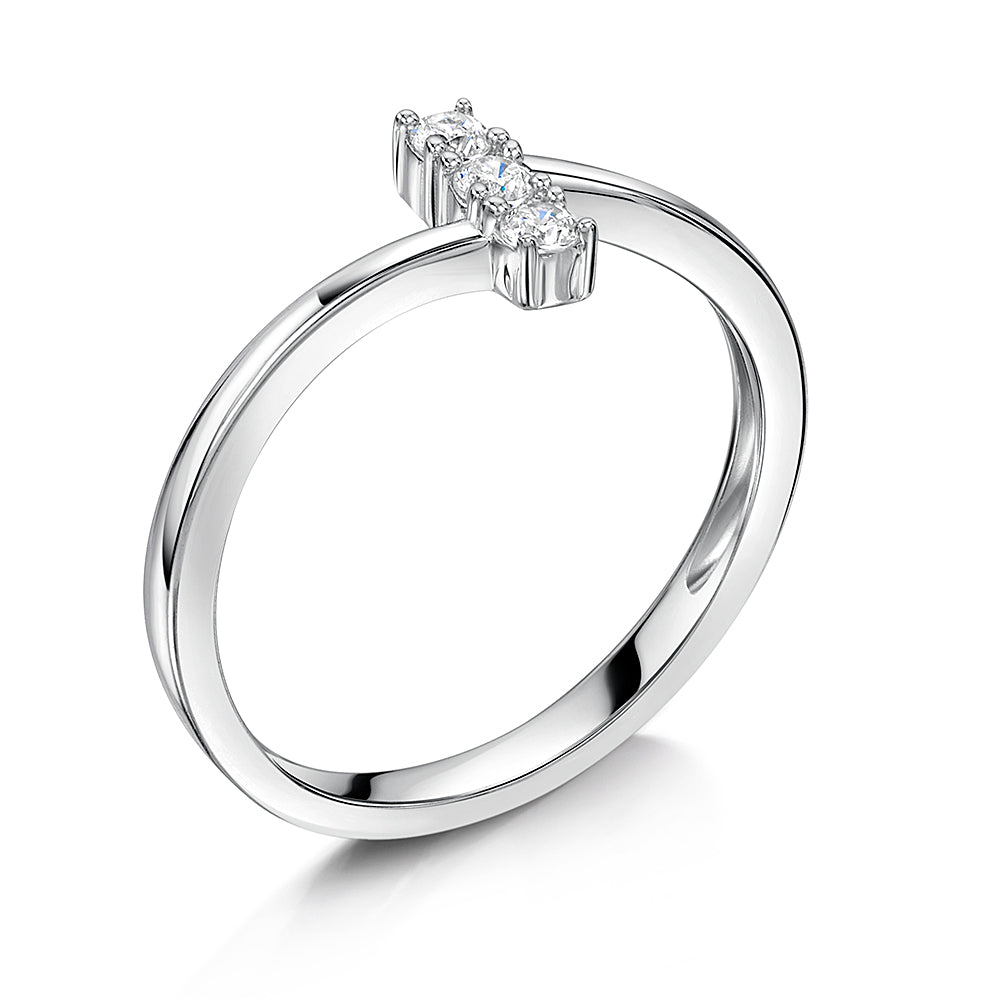 Sterling Silver Ring With Vertical Row Of 3 Cubic Zirconias JOOLS by Jenny Brown