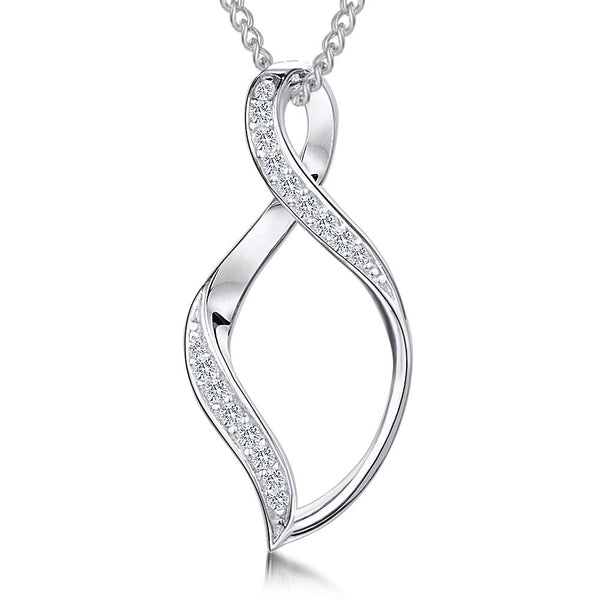 Sterling Silver Pave Set Open Twist Pendant