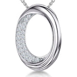 Load image into Gallery viewer, Sterling Silver Pave Set Open Twisted Oval Pendant
