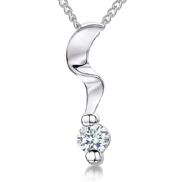 Sterling Silver Squiggle Pendant Set With Solitaire Cubic Zirconia