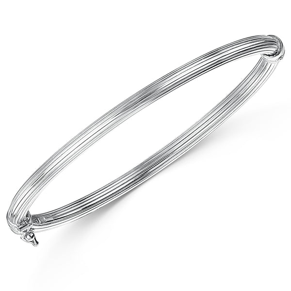 Sterilng Silver Ridged Bangle-JOOLS by Jenny Brown
