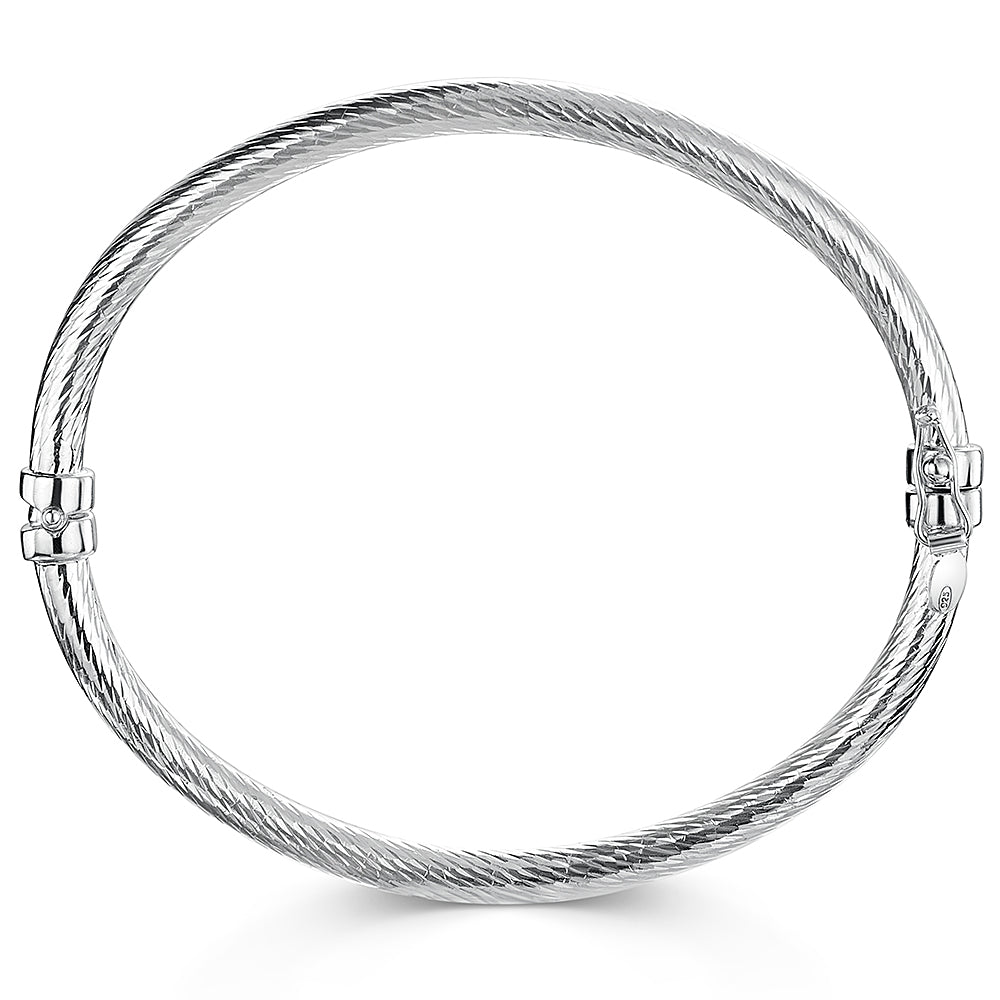 Sterling Silver Bangle With Faceted  Swirled Finish-JOOLS by Jenny Brown