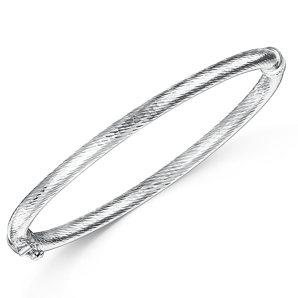 Sterling Silver Bangle With Faceted  Swirled Finish-JOOLS by Jenny Brown
