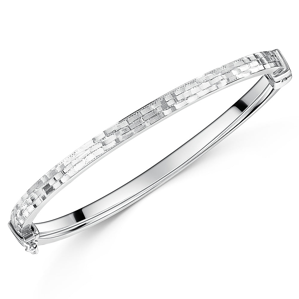 Sterling Silver Bangle With A Textured, Mosaic Finish-JOOLS by Jenny Brown