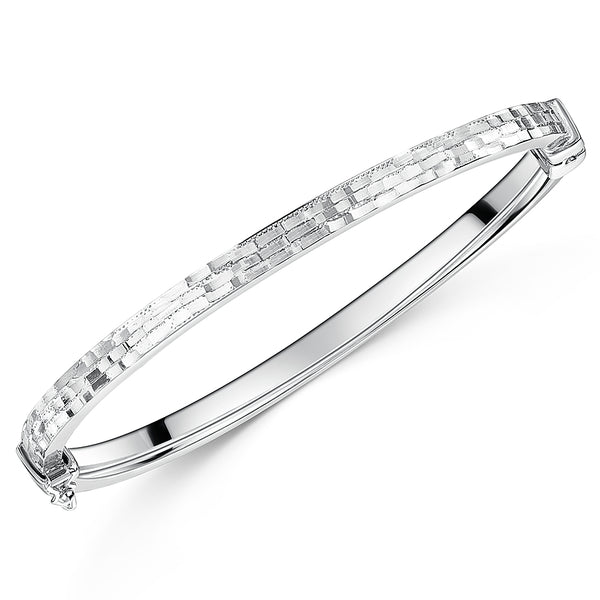 Sterling Silver Bangle With A Textured, Mosaic Finish-JOOLS by Jenny Brown