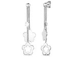 Load image into Gallery viewer, Sterling Silver Drop Earring With Solid &amp; Open Flowers

