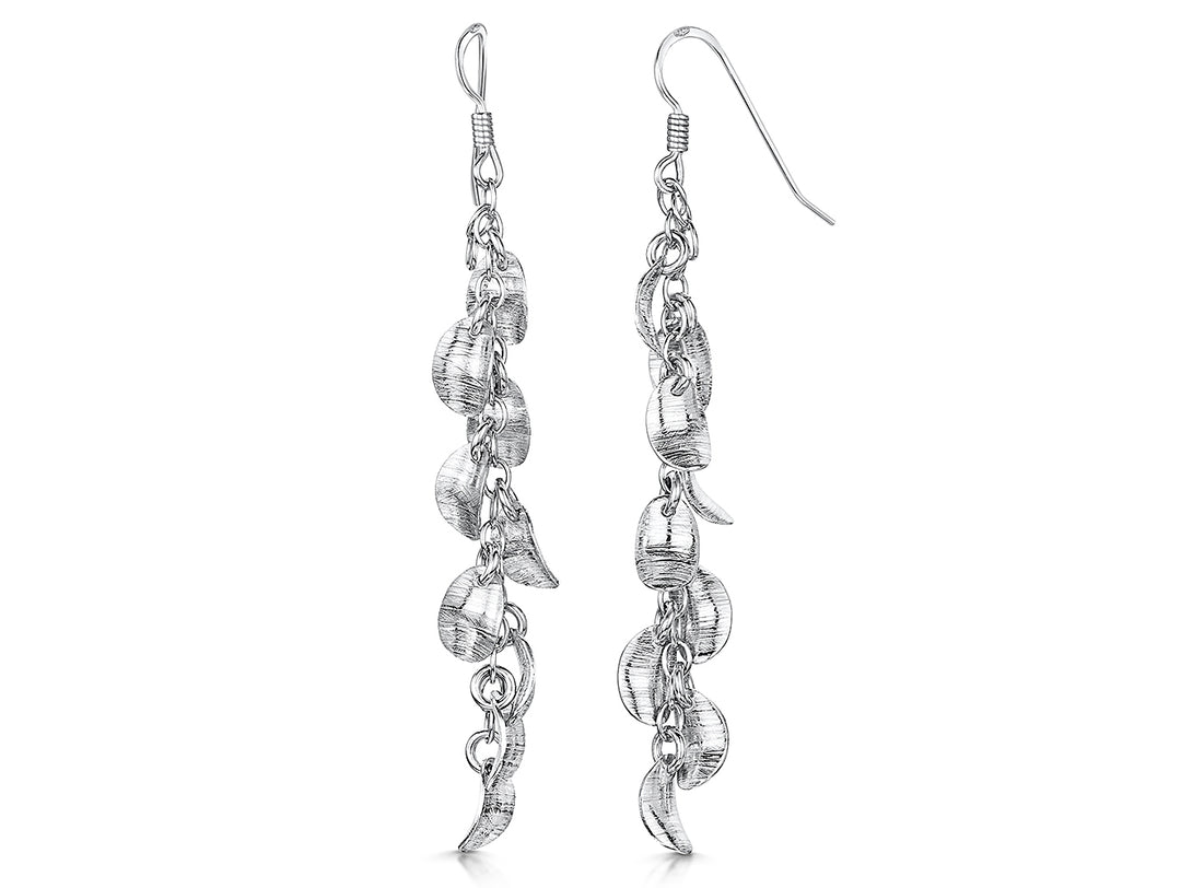 Sterling Silver  Curved Oval Charms Drop Earrings