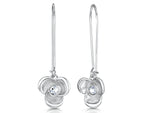 Load image into Gallery viewer, Sterling Silver Satin Flower Drop Earrings

