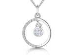 Load image into Gallery viewer, Sterling Silver  Floating Cubic Zirconia Half Pave Circle Pendant
