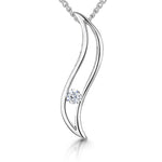 Load image into Gallery viewer, Sterling Silver Open Curve Tension Set Cubic Zirconia Pendant
