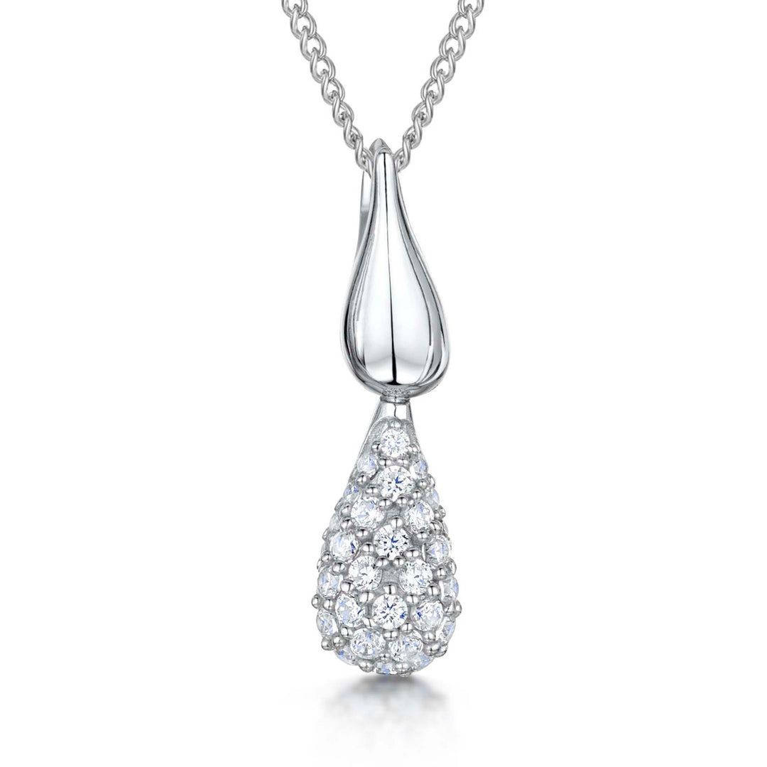 Sterling Silver Pendant With Polished Silver Pear Drop