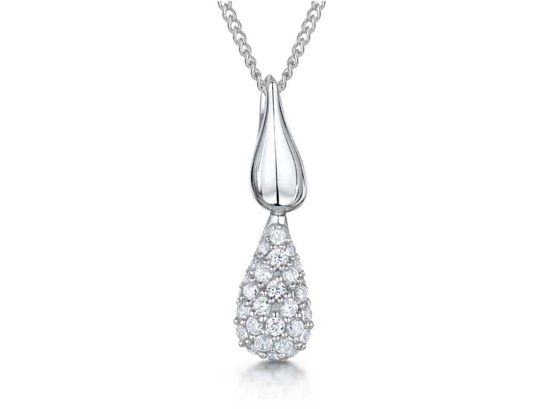 Sterling Silver Pendant With Polished Silver Pear Drop