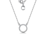 Load image into Gallery viewer, Sterling Silver Circle Set With White Cubic Zirconia Stones
